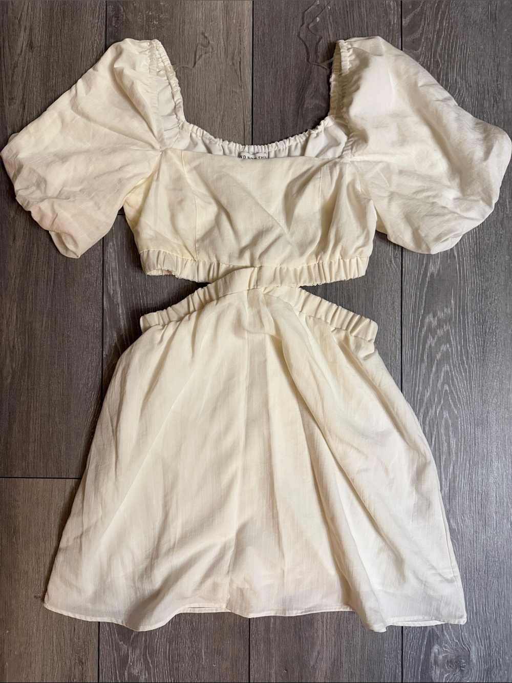 Women's Cream Puff-Sleeve Cutout Casual Dress